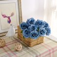 thumbnail image 3 of 10pcs Artificial Rose Fake Faux Silk Flowers Artificial Roses with Long Stems for Wedding Arrangement, Bridal Bouquet, Centerpiece, Home Decoration (Dusty Blue), 3 of 11