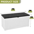 thumbnail image 6 of Dextrus 120 Gallon Outdoor Storage Box, Waterproof Resin Deck Box with Slide-Locking Lid, Multi-Purpose Patio Storage Bench for Patio Cushions, Garden Tools and Pool Accessories, White, 6 of 7