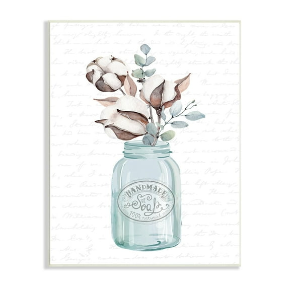 Stupell Industries Rustic Brown Flower Plant Sprigs Vintage Jar Cursive Graphic Art Unframed Art Print Wall Art, Design by Lettered and Lined