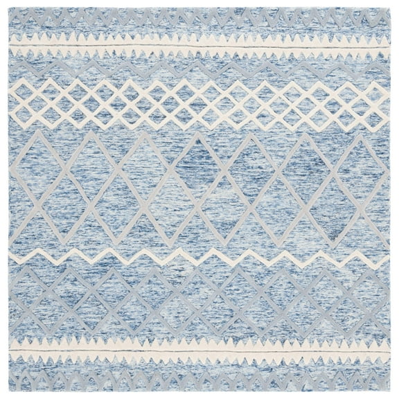 SAFAVIEH Glamour Drew Geometric Area Rug, Blue/Ivory, 6' x 6' Square