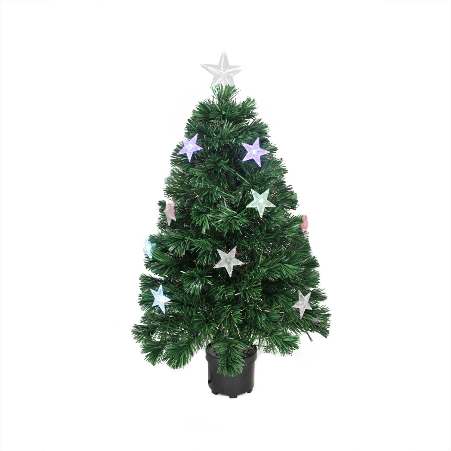 STAR SHAPE LED FIBRE OPTIC PRE-LIT COLOUR CHANGING ARTIFCIAL CHRISTMAS XMAS TREE