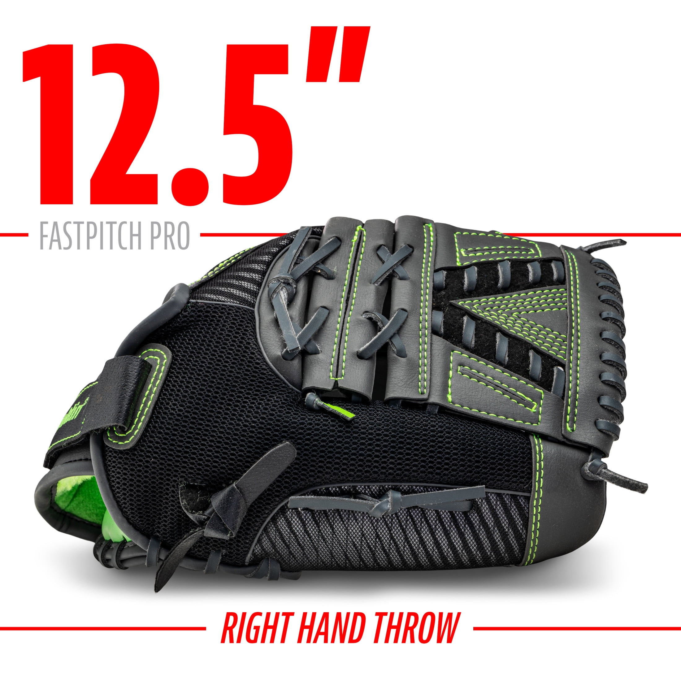 Franklin Sports Fastpitch Pro Softball Glove, 12.5 in, Lime Green, Right Hand Throw