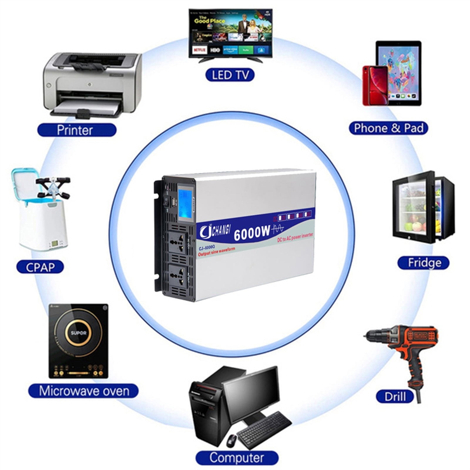 Inverter Pure Wave Current 4000W/5000W/6000W/8000W (peak Value) Transformer DC 12V/24V/48V/60V To AC Sine Wave Inverter Automobile, Household Automobile ,Powerful Output