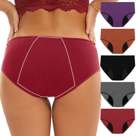 5PC Leak Proof Menstrual Panties  Cotton Underwear  Women s Physiological Underpants  Breathable  Soft  Comfortable  for Daily Use  Leakproof Protection  Plus Size Clothes for Curvy Women  Sopatenor