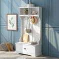 thumbnail image 2 of Multifunctional Storage Rack, Entryway Hall Tree with Storage Bench, Coat Rack Shoe Bench, 3-in-1 Design, Bedroom Living Room Decor in White, 2 of 8