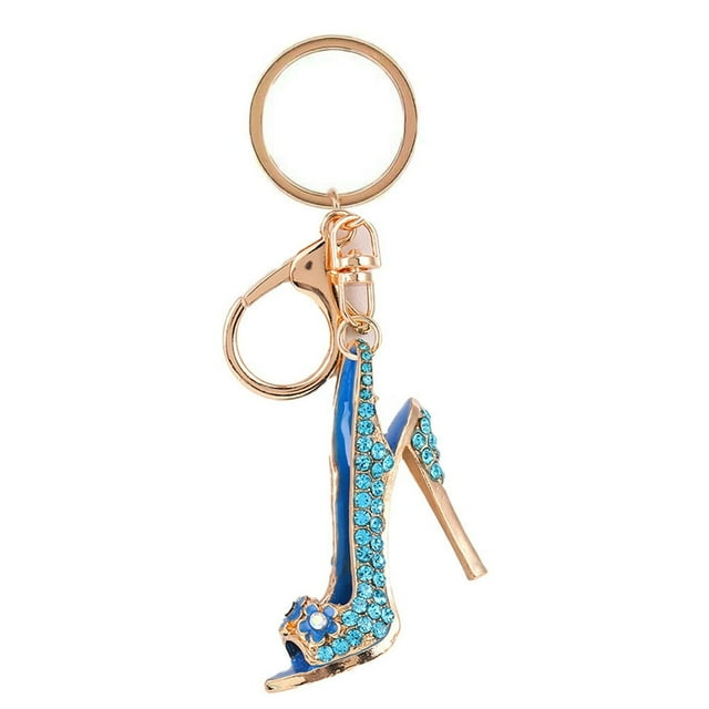 Keychain Ring Fashion High Heel Metal Home Door Car Key Holder Hanging Backpack Purse Wallet Keyring for Woman Ladies Silver