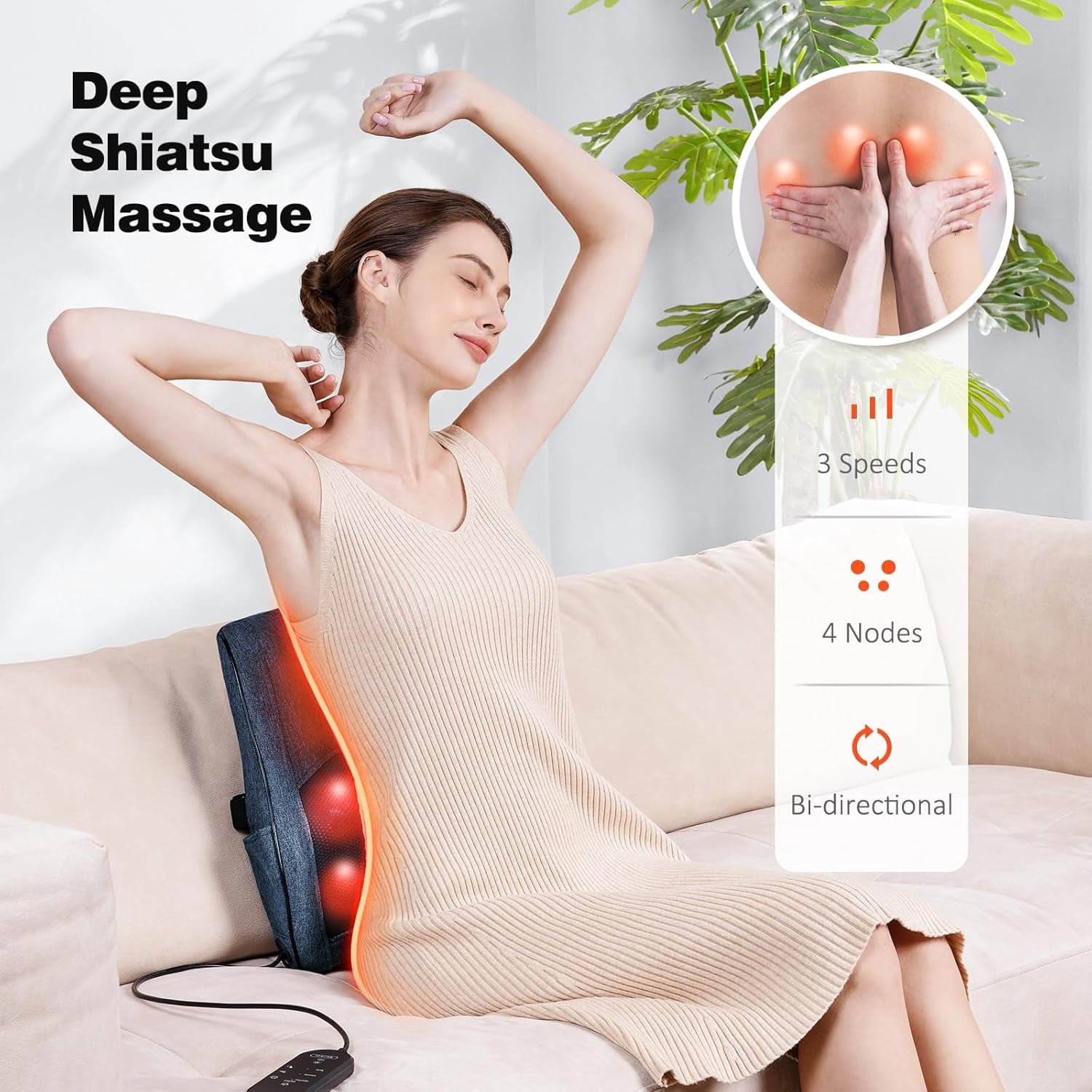 COSYSKY Back Massager with Heat 3D Kneading Shiatsu Back Neck Massager, Black