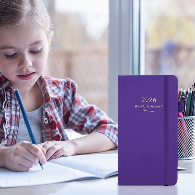 Planificador de agenda de años 2026 con banda elástica | Diario encuadernado de tapa dura para la planificación diaria y las notas | Cuaderno organizador duradero | Diseño elegante | Ideal para