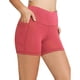 thumbnail image 1 of Pantalones cortos de cintura alta para mujer, entrenamiento de yoga, correr, compresión, ejercicio, bolsillos laterales Adepaton HMJM376-4, 1 of 8