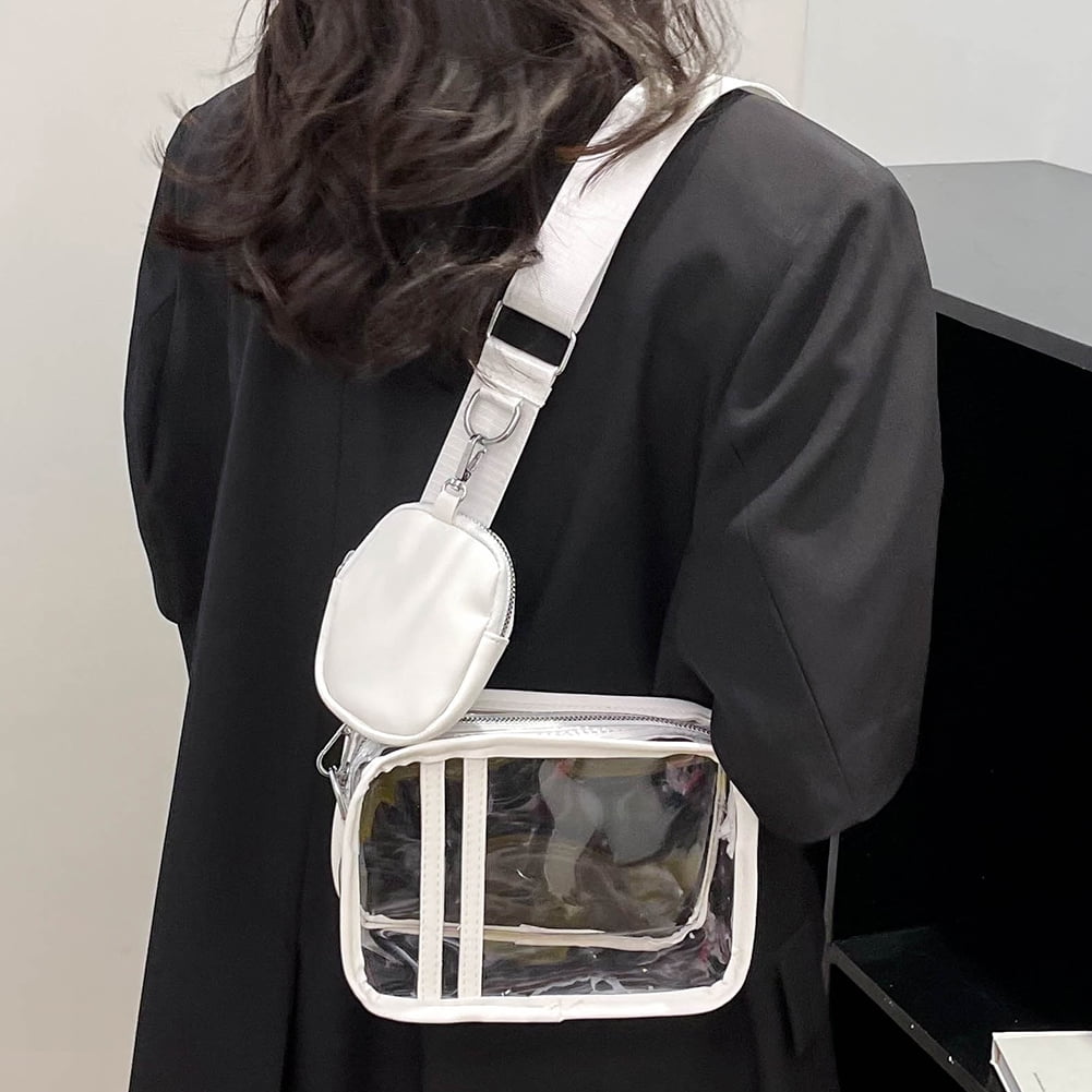 Chamair Transparent PVC Crossbody Bag Casual Women Shoulder Bag with Small Bag (Pink), Women's, Black