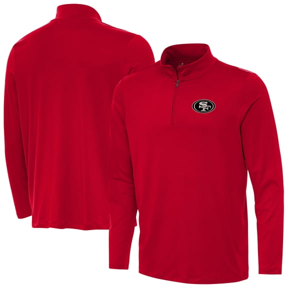 Men's Antigua  Scarlet San Francisco 49ers Reprocess Quarter-Zip Top