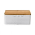 thumbnail image 1 of Bread Bin,Innovative Bread Box Thanks to Carbon Coating,with Integrated Ventilation Holes,Including Bamboo Lid White, 1 of 7