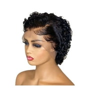 Komiseup Short Curly Human Hair Wigs Pixie Cut Bob Glueless Wigs Front for Black Women with Baby Hair, Pre Plucked