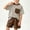 Coffee, variant on Boys Summer Outfits Set- Summer Lightweight Striped Short Sleeve Tee Casual Shorts Cute 2Pcs Outfits Black Size 5