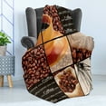 thumbnail image 4 of Coffee Soft Flannel Fleece Blanket, Square Frames Collage Design with Orange Cup Hot Beverage Morning Drink, Cozy Plush for Indoor and Outdoor Use, 70" x 90", Dark Brown Orange Beige, by Ambesonne, 4 of 5