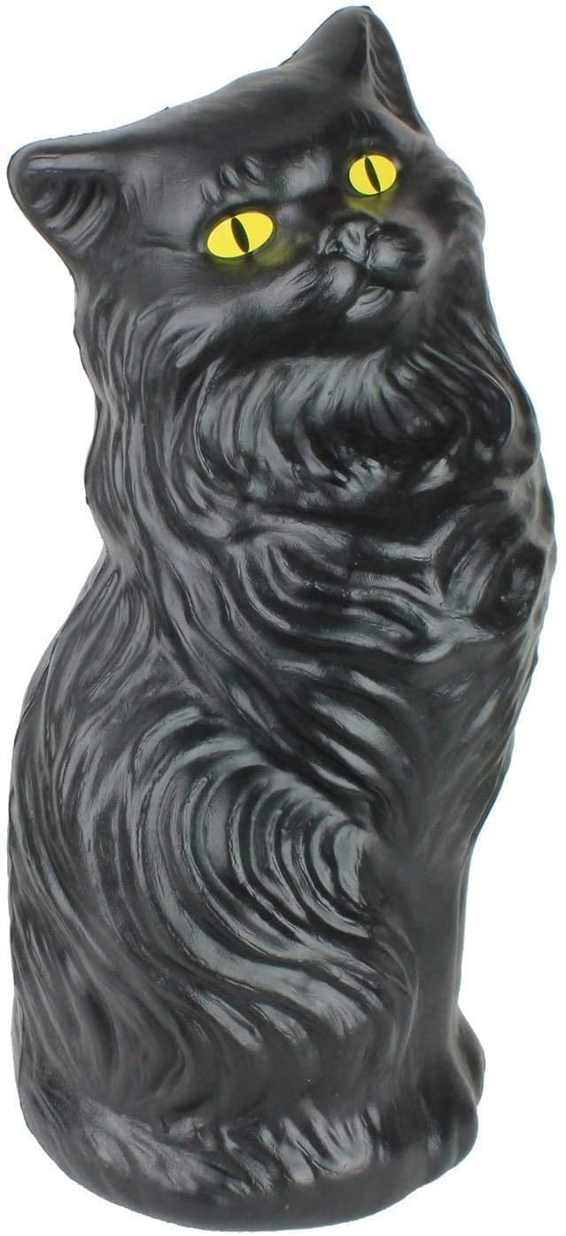 PMU Halloween Black Cat Blow Mold Plastic Cat Statue Perfect Décor
