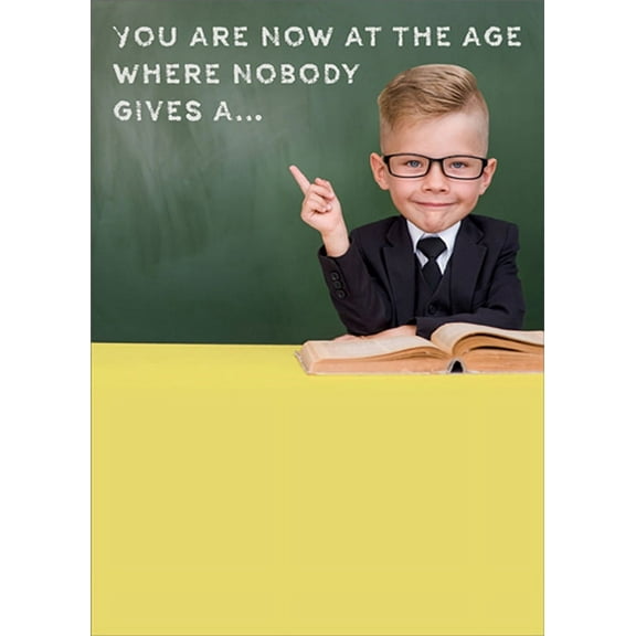 RSVP Nobody Gives A : Boy Wearing Suit and Glasses Funny / Humorous Birthday Card