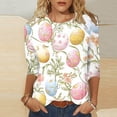 thumbnail image 6 of Easter Shirt for Women Watercolor Eggs And Floral Graphic Tunic Three Quarter Sleeve Crewneck Soft Stretch Fabric Festival Apparel Gift For Women, 6 of 6