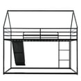 thumbnail image 4 of HighSound Metal House Bunk Bed with Convertible Slide, Ladder and Safety Guardrail, Heavy Duty Metal Low Bunk Bed with House Shape & Roof, Black, 4 of 9