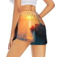 thumbnail image 2 of Uemuo Lighthouse At Sunset Coast Pattern Women's Athletic Shorts High Waisted Running Shorts with Liner Pockets Gym Elastic Workout Shorts-Small, 2 of 9