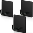 thumbnail image 1 of Matte Black Adhesive Hooks, Stainless Steel, Waterproof Easy Installation Versatile Design For Multiple Uses (3 Pieces), 1 of 7