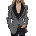 thumbnail image 1 of RXMEKW Slim Lapel Blazer for Women Long Sleeve Button Front Office Jacket for Work Solid Color, 1 of 9