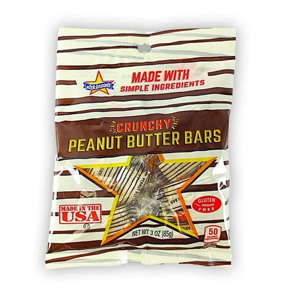 Atkinson Candy Gluten Free Crunchy Peanut Butter Bars Peg Bag 3 oz