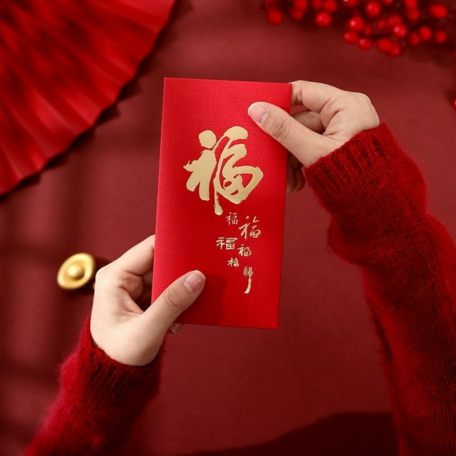 Xiao Hua Sobres rojos de Año Nuevo Chino, 12 sobres para dinero en efectivo, bolsillo de la suerte para Navidad - E01