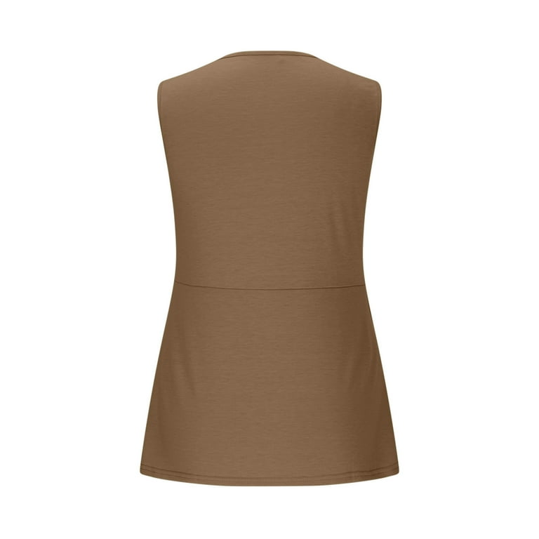 HongQid Women's Tank Top Twist Front V Neck Sleeveless Peplum