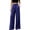 Blue, variant on Womens High Waisted Wide Leg Work Trousers Formal Office Suit Pants Elegant Full Length Straight Leg Career Apparel with Half Elastic Waist