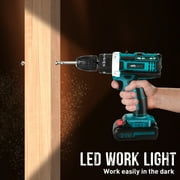 21V Cordless Drill Set, UNTIMATY Power Drill Set with Battery and Charger, Electric Drill Home Improvement, 3/8 Keyless Chuck, 25+3 Torque Setting, Drill Bits, LED&Variable Speed