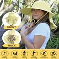 thumbnail image 4 of Sun Blocker Unisex Travel Sun Hat UPF 50+ Female Large Brim Beach Neck Flap Hat for Camping Gardening Travel, Tan, 4 of 7