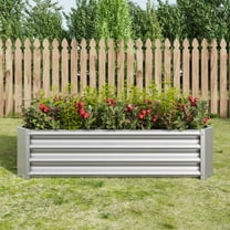 ACE-GARDEN, 1-YEAR-WARRANTY, 47.24"*24"*11.81"(4×2×1FT), Metal Raised Garden Bed, Rectangle Raised Planter for Flowers Plants, Vegetables Herb Veezyo(Silver)