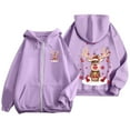 thumbnail image 4 of Ladies Christmas Printed Zipper Long Sleeve Hoodie with Drawstring and Pocket for Casual Wear, 4 of 8