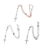 WINDLAND Colorful Crystal Bead Rosary Necklaces Cross Pendant Catholic Religious Necklace