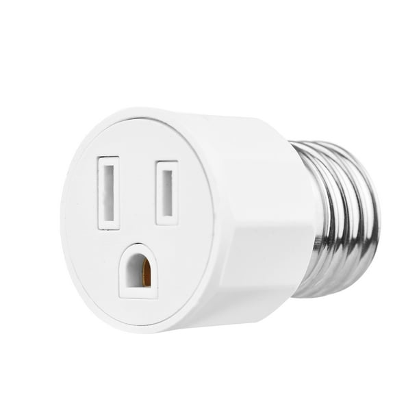 TFixol E26 E27 Light Bulb Socket Adapter 2 or 3 Prong AC Outlet to Lamp Socket E27 Lamp Holder Adapter US Plug for Patio Shed Garage Warehouse