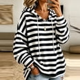 thumbnail image 4 of Raeneomay Women's Striped Hoodie - Drawstring Long Sleeve Pullover Top, 4 of 6