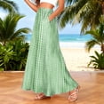 thumbnail image 2 of LWavelet Women Striped Print Maxi Skirt Elastic Waist With Pockets Casual Long Skirt Cyan 2XL, 2 of 5