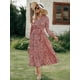 thumbnail image 4 of Vestido largo PRETTYGARDEN para mujer de manga larga con estampado floral naranja, 4 of 7
