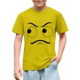 thumbnail image 1 of Blusas y camisas de manga corta con cuello redondo para niños y niñas, color liso, con estampado de expresión linda, manga corta, holgadas y cómodas, blusa para niña, 1 of 5