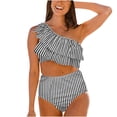 thumbnail image 1 of DPTALR Maillot de Bain Femme une Épaule Imprimé Bikini Ensemble de Plage, 1 of 8