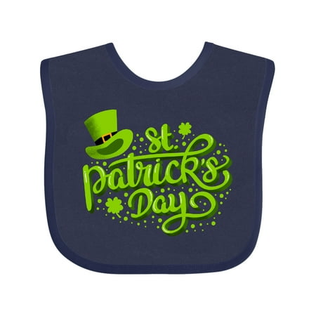 

Inktastic St. Patrick s Day Hand Lettering with Green Top Hat Gift Baby Boy or Baby Girl Bib