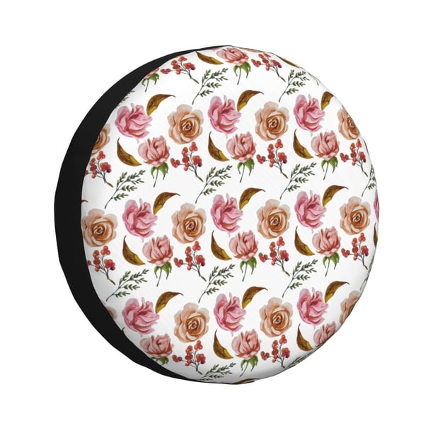 Balery Rose Flowers Cubiertas para Neumáticos - Protector Resistente para Neumáticos de Camioneta, SUV, Remolque, Camper y RV-15 inch