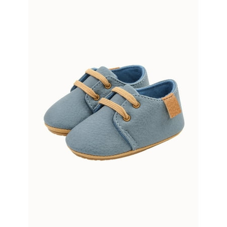 

One opening Baby Boys Girls Leather Sneakers Non-Slip Rubber Sole Crib Shoes Infant Oxford Loafers
