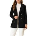 thumbnail image 1 of INSPIRE CHIC Trench-Coat d'Hiver à Manches Longues à Col Cranté pour Femmes TP Noir, 1 of 7