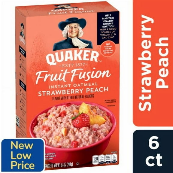 Quaker Fruit Fusion Strawberry Peach Instant Oatmeal 6 ct.