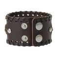 thumbnail image 2 of Moda punk hombres mujeres cuero ancho pu cuero cinturón brazalete - marrón Hugo Brazalete ancho para hombre, 2 of 5