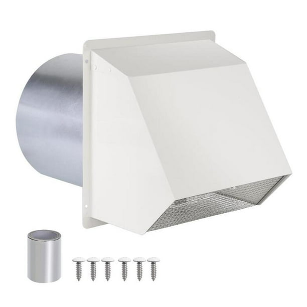 Cubierta de ventilación de secadora para exteriores, accesorios resistentes a la intemperie, cubierta de ventilación de pared 6 pulgadas blanco