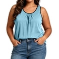 thumbnail image 2 of Qulqfy Sleeveless Womens Tank Tops Flowy Plus Size Scoop Neck Solid Knit Casual Beach Summer Sky Blue Dressy Graphic Shirts 3XL, 2 of 6
