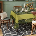 thumbnail image 2 of Green Floral Tablecloth, Floral Print Tablecloth for Rectangle Tables 60 x 84,Perfect for Kitchen Dinner, Restaurant ,Holiday Picnic Table Cover, 2 of 5